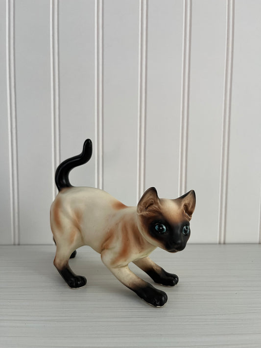 Vintage Lefton Japan 1960’s H6531 Porcelain Siamese Cat Figurine