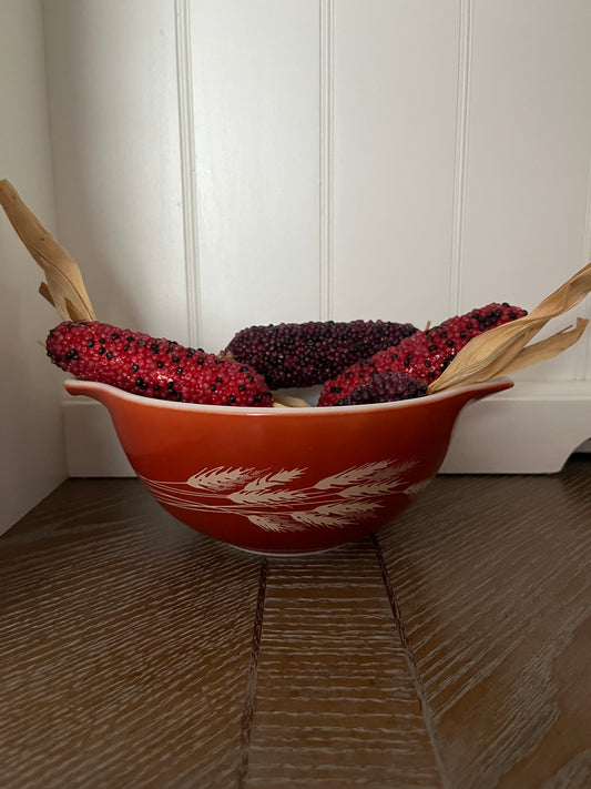 Vintage Pyrex Autumn Harvest Wheat 1.5 L (#442) Cinderella Casserole / Mixing Dish – Rust Burnt Orange, c. 1979–1981 No Lid