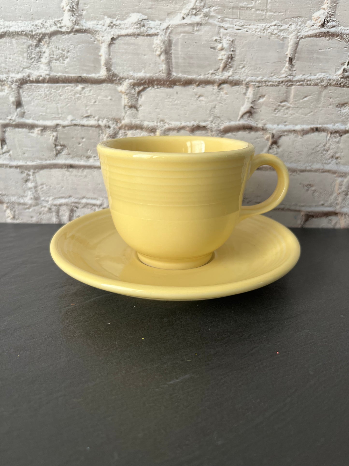 Vintage Fiesta Ware Yellow Cup and Saucer Set – Homer Laughlin Fiestaware Tea Cup Butter Yellow (pre 2002)