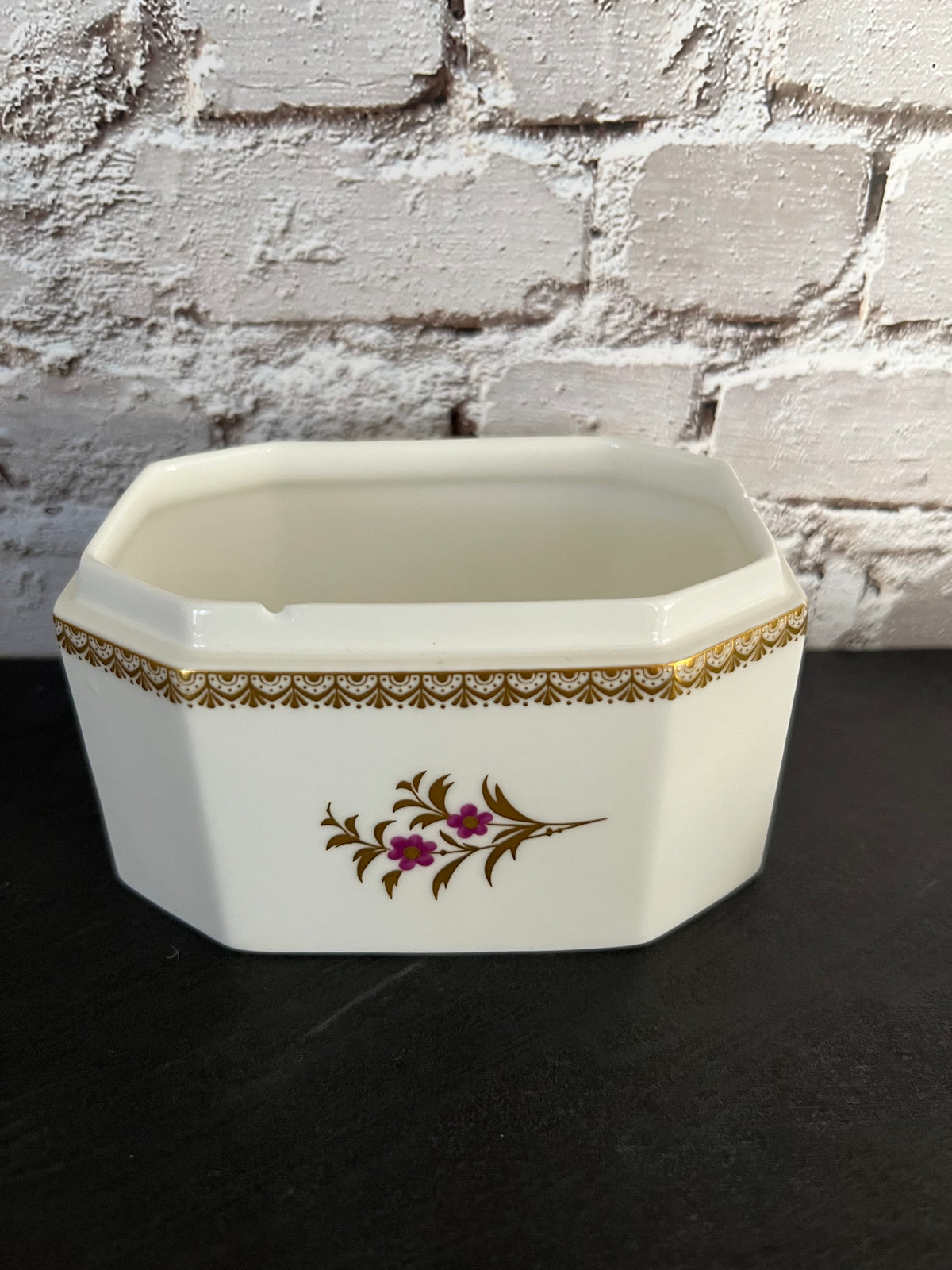 Royal Worcester Purple & Gold Floral Trinket Box – Bone China, Pattern 3853
