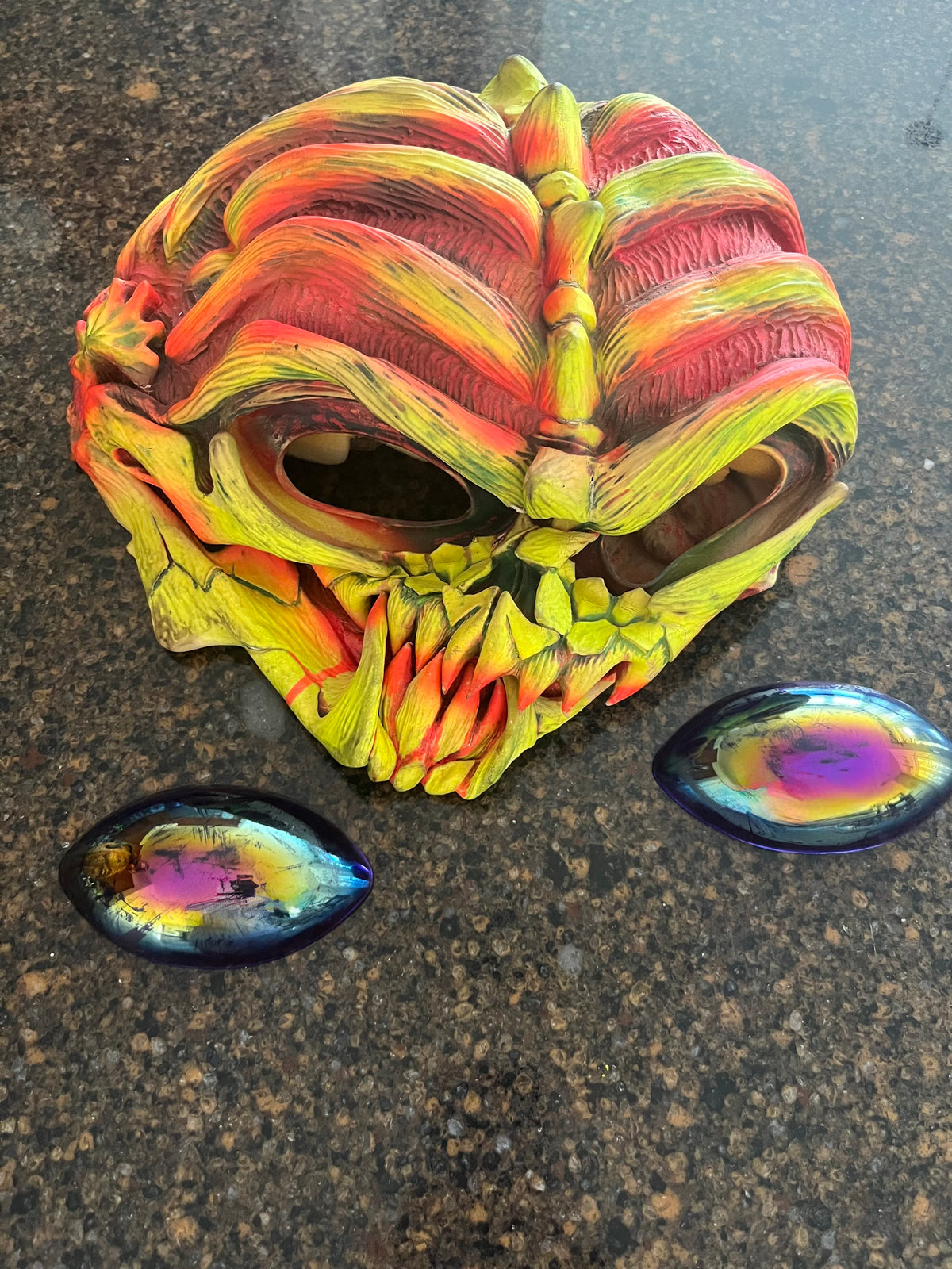 Vintage 1999 Vintage BSS Alien Invader Skull Neon Halloween Mask, Be Something Studios B.Y. Halloween Horror