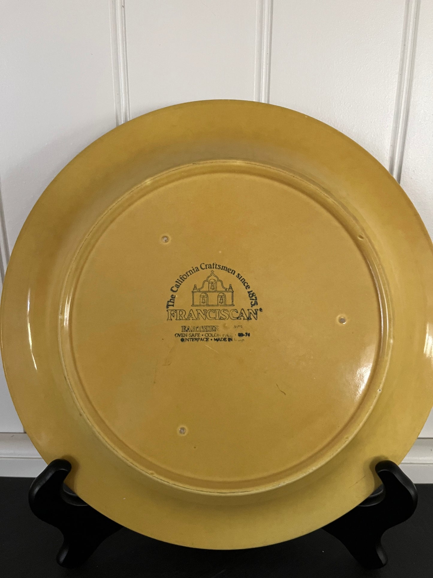 Vintage Franciscan Earthenware “Amapola” Dinner Plates – Set of 2 – Mustard Yellow Floral California Pottery