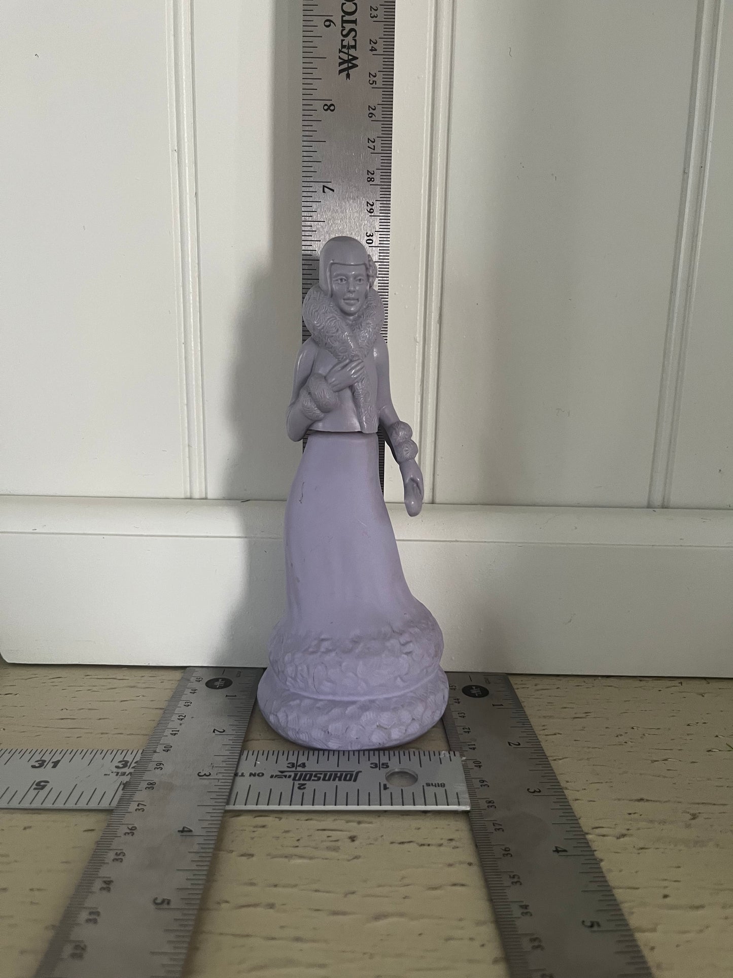 Vintage Avon Roaring Twenties “Somewhere” Purple Lavender Flapper Lady Empty Perfume Decanter Bottle –1970s