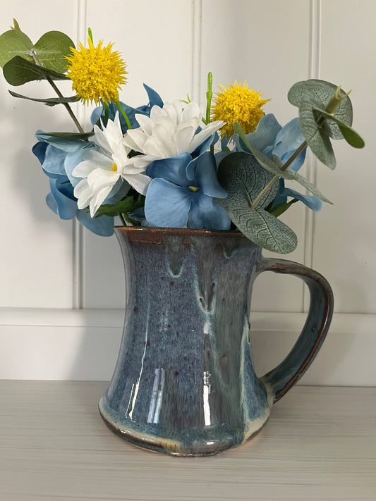 Late 20th-century Handmade Studio Pottery with a Reactive Blue Drip Glaze