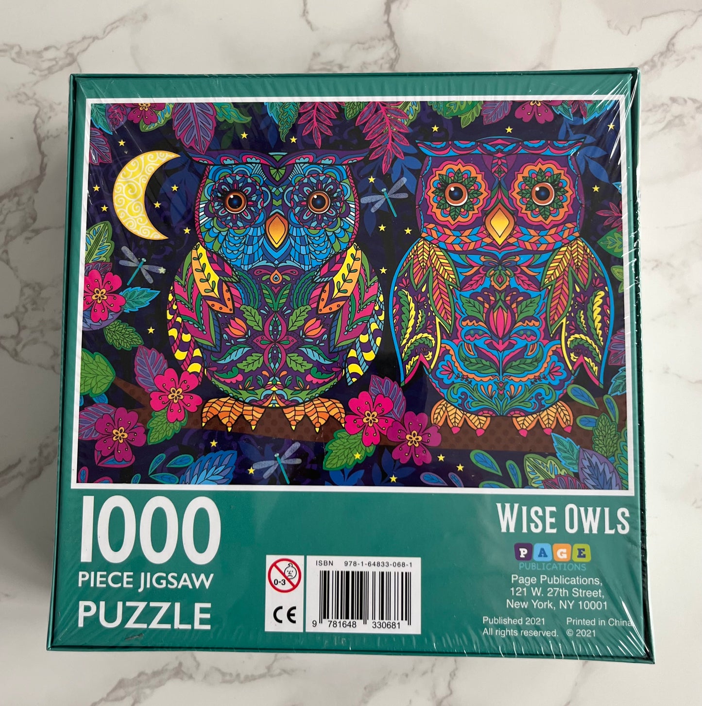 “Wise Owls” 1000 Piece Jigsaw Puzzle — Factory Sealed Retro Folk Art Style Owl & Floral Design — 2021 Contemporary Collectible