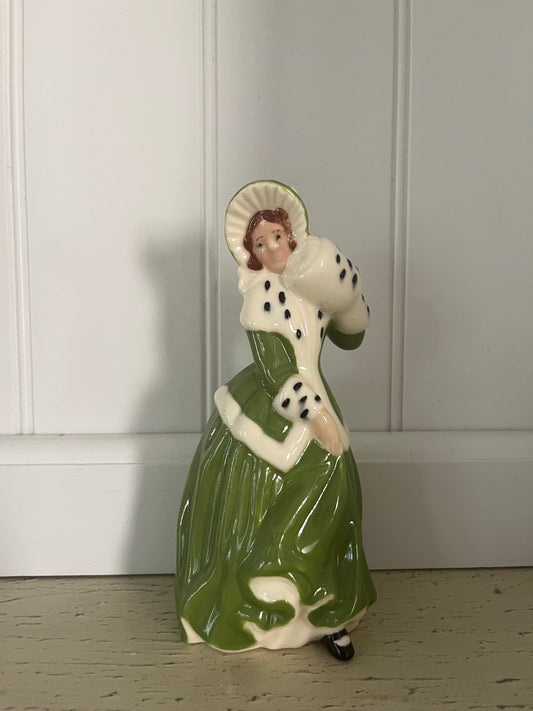 Vintage 1990’s Regency Lady Porcelain Figurine in Green Gown | Romantic, Curious & Slightly Unhinged