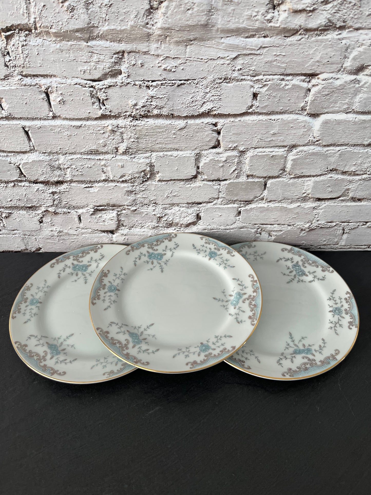 1980s Mikasa “Seville” 5303 Bread & Butter / Dessert Plate – 6.5” Fine China – Blue & Silver Floral – Made in Japan