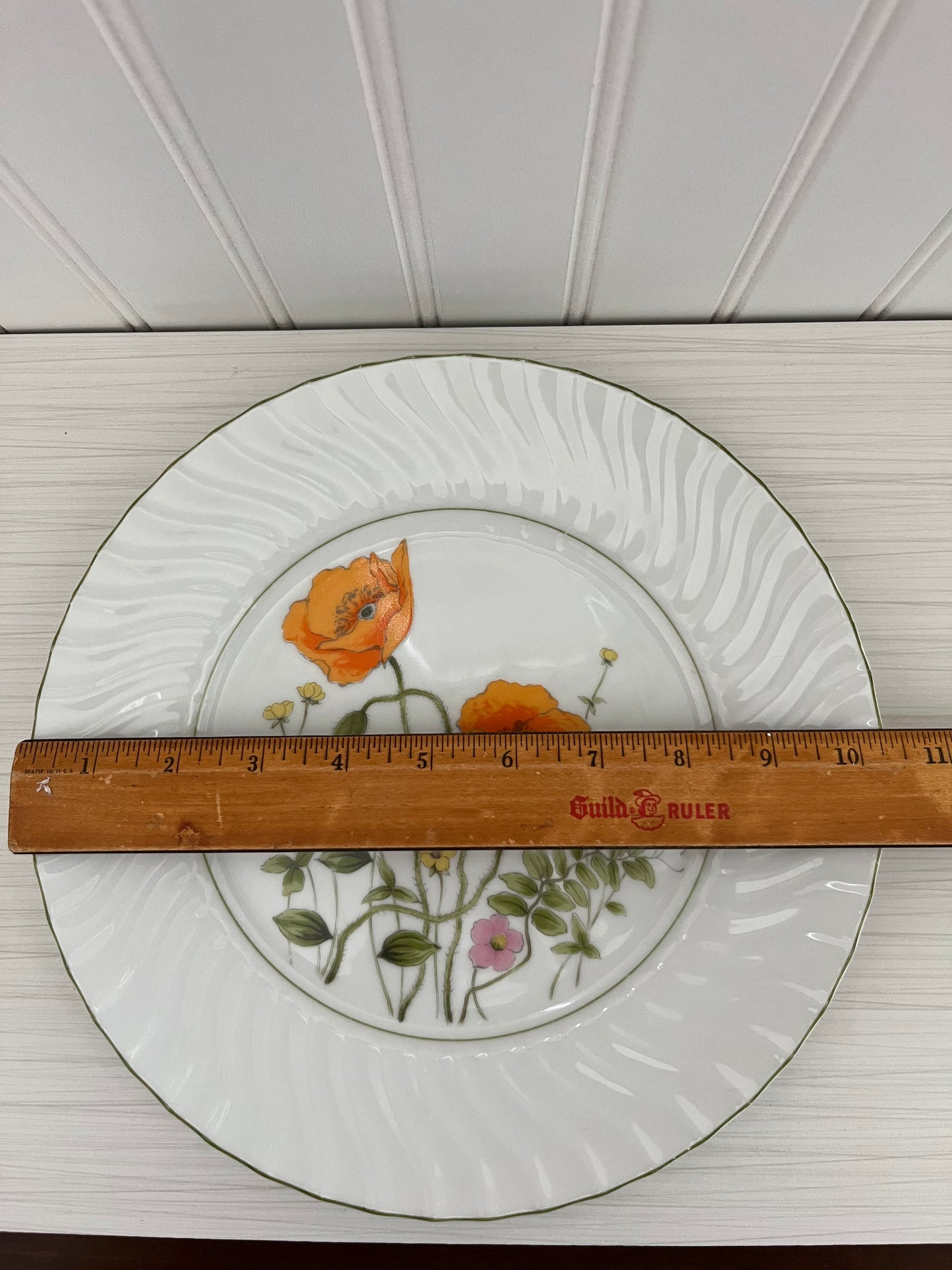 Set of 2 Beautiful Vintage BRISTOL FINE CHINA Deborah Orange Poppy Dinner Plates