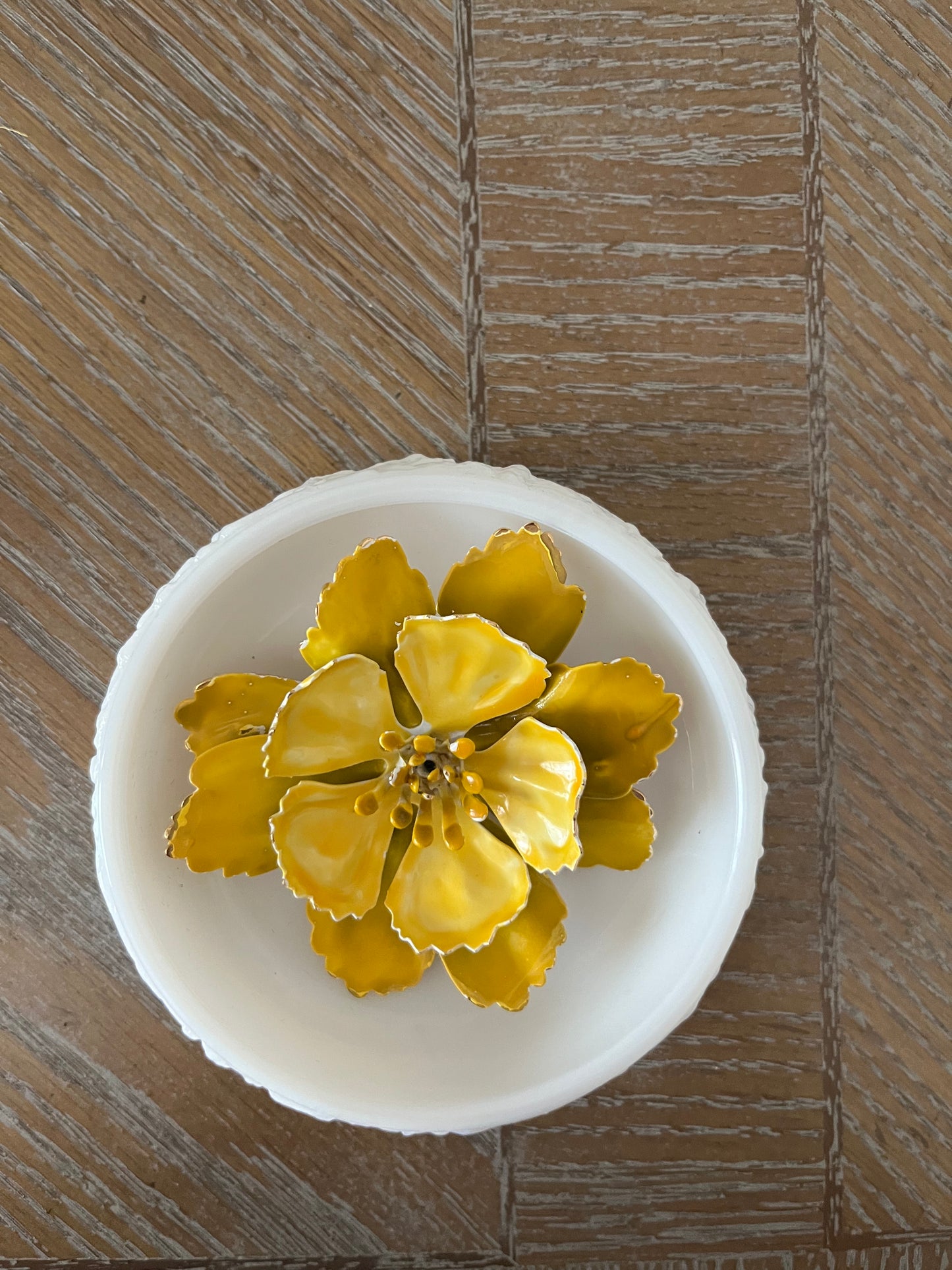Vintage 1970s Avon Love Nest White Milk Glass Soap Trinket Dish - Elegant Embossed Floral Design
