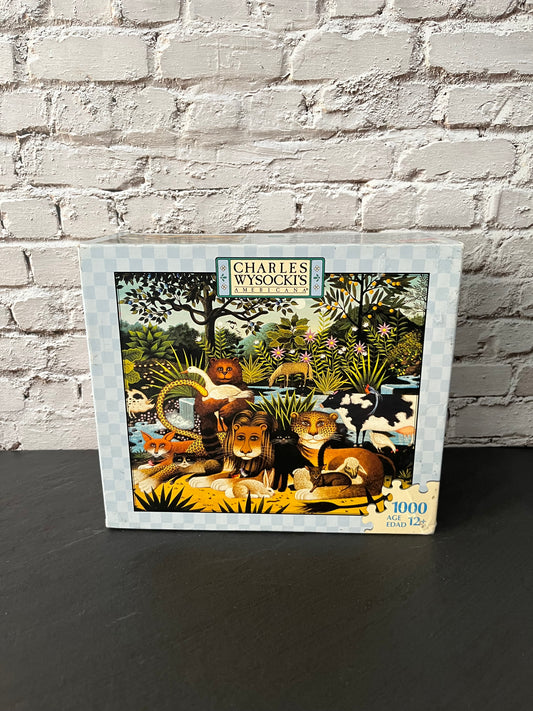 Vintage Style 2007 Charles Wysocki “Mainstream Friends” 1000 Piece Puzzle – MB Americana Wildlife Scene