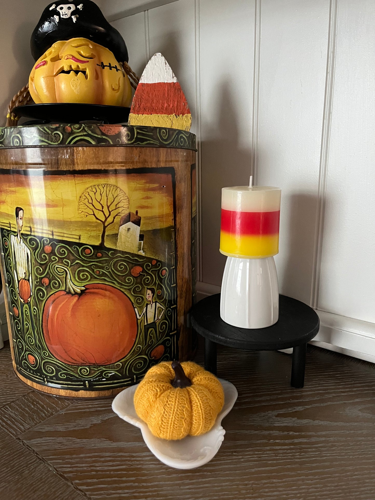 Tim Zeltner Pumpkin Harvest Popcorn Tin Bucket – Ex Large The Popcorn Factory 3.5 Gallon Halloween Fall Storage Tin