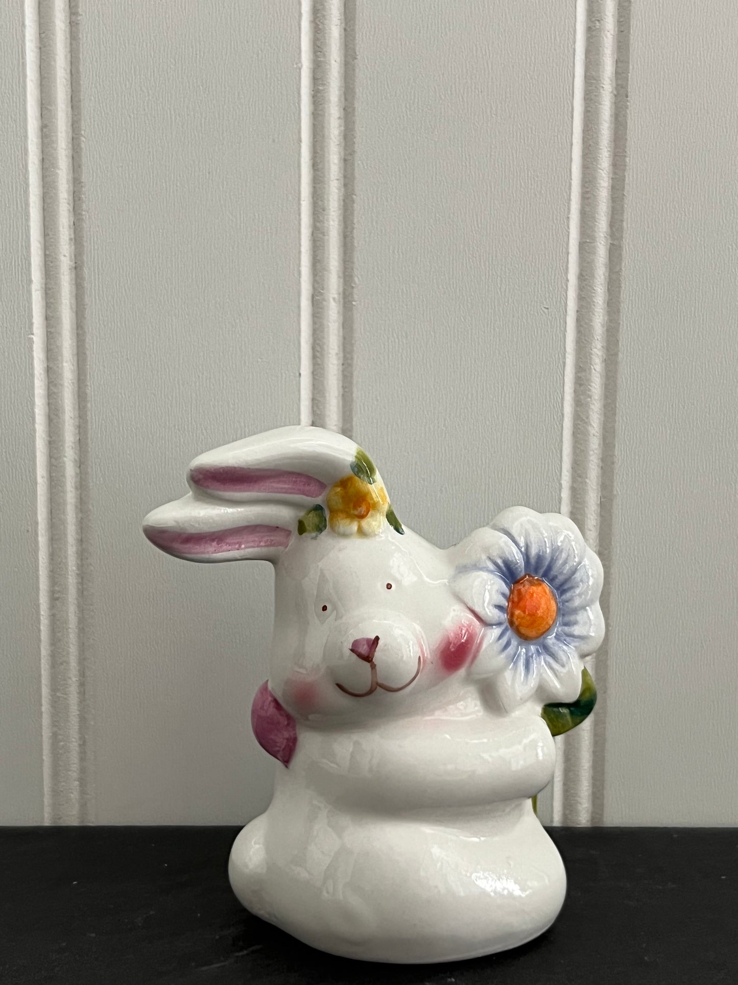 Ceramic Cute Flower Pot & Bunny with Flower Salt & Pepper Shaker Set