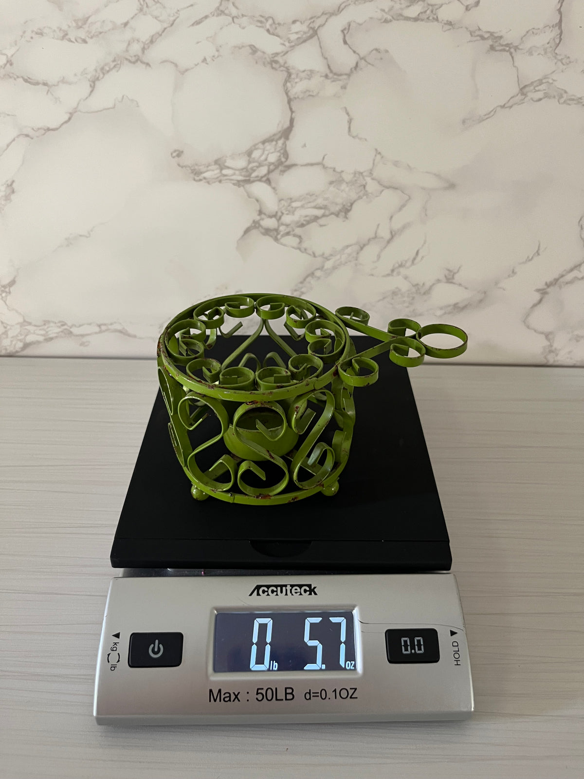 Vintage c1970s Green Metal Scrollwork Votive Candle Holder | Clover Cottage Collection