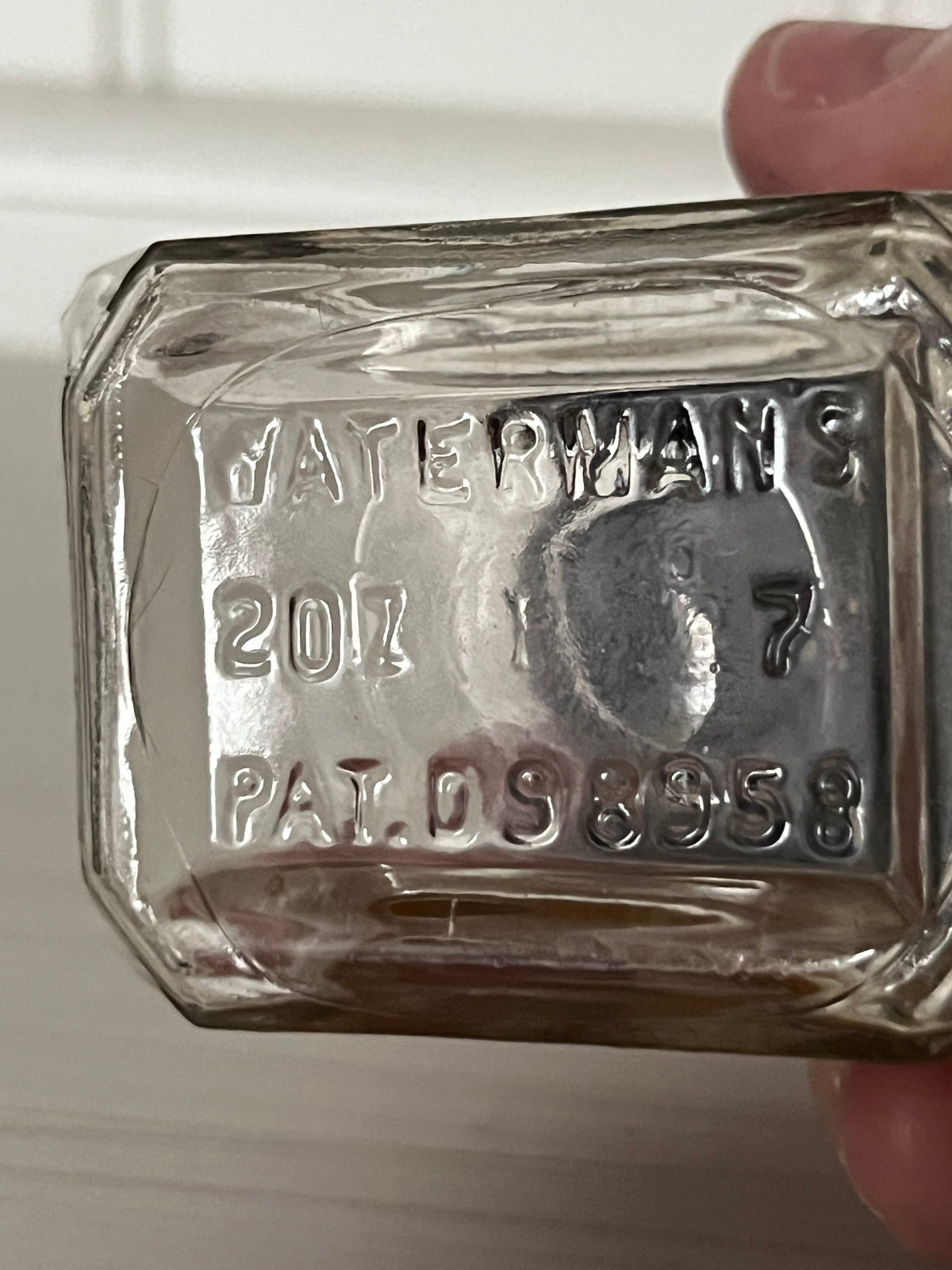 Vintage 1940s Waterman’s Blue Black Ink Bottle | 2 Oz Tip-Fill Glass Inkwell | Small