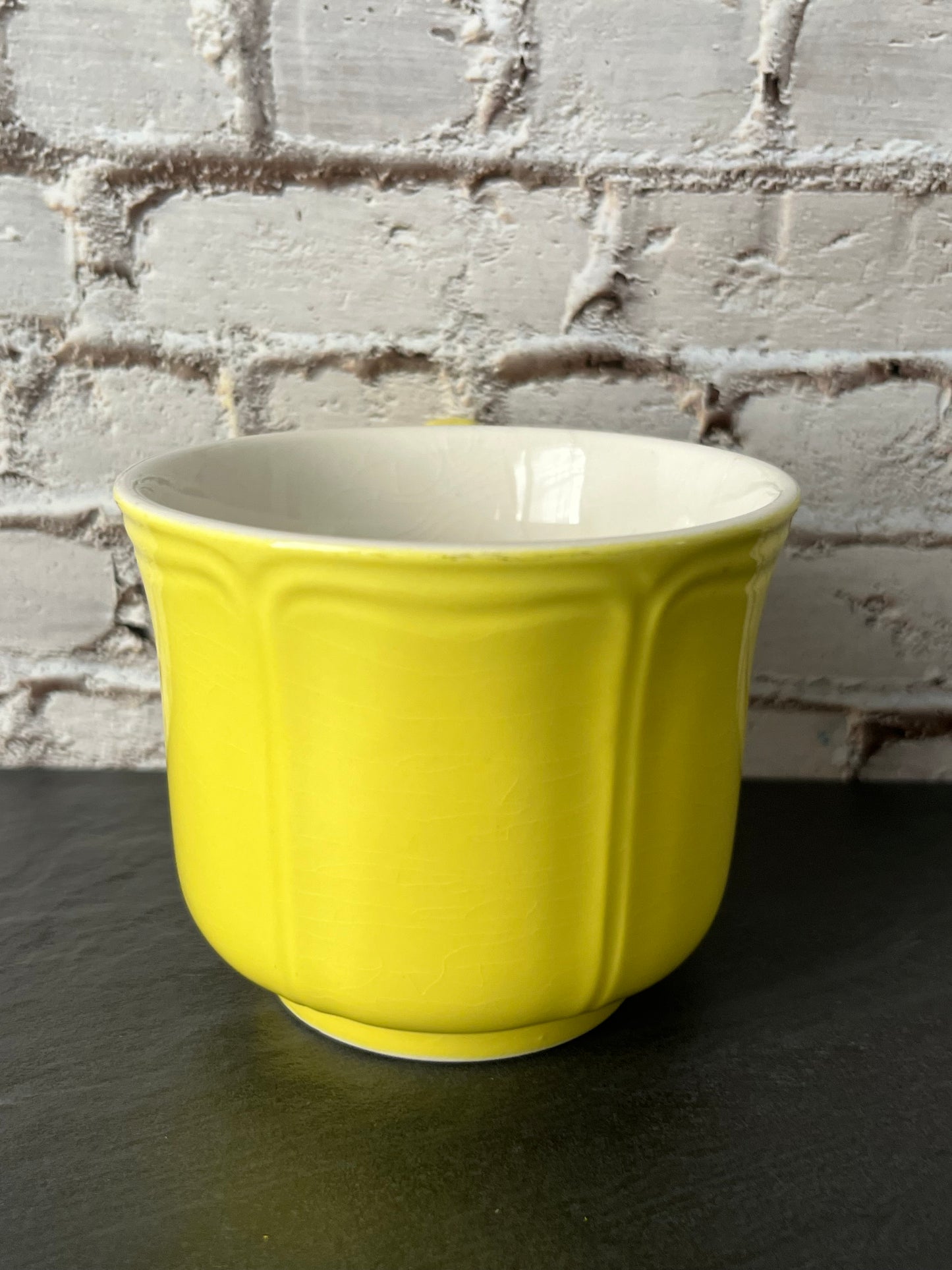 Vintage Sears Federalist Lemon Yellow Flat Cup – Ironstone Coffee Cup Japan 1970s (Pattern 4236)