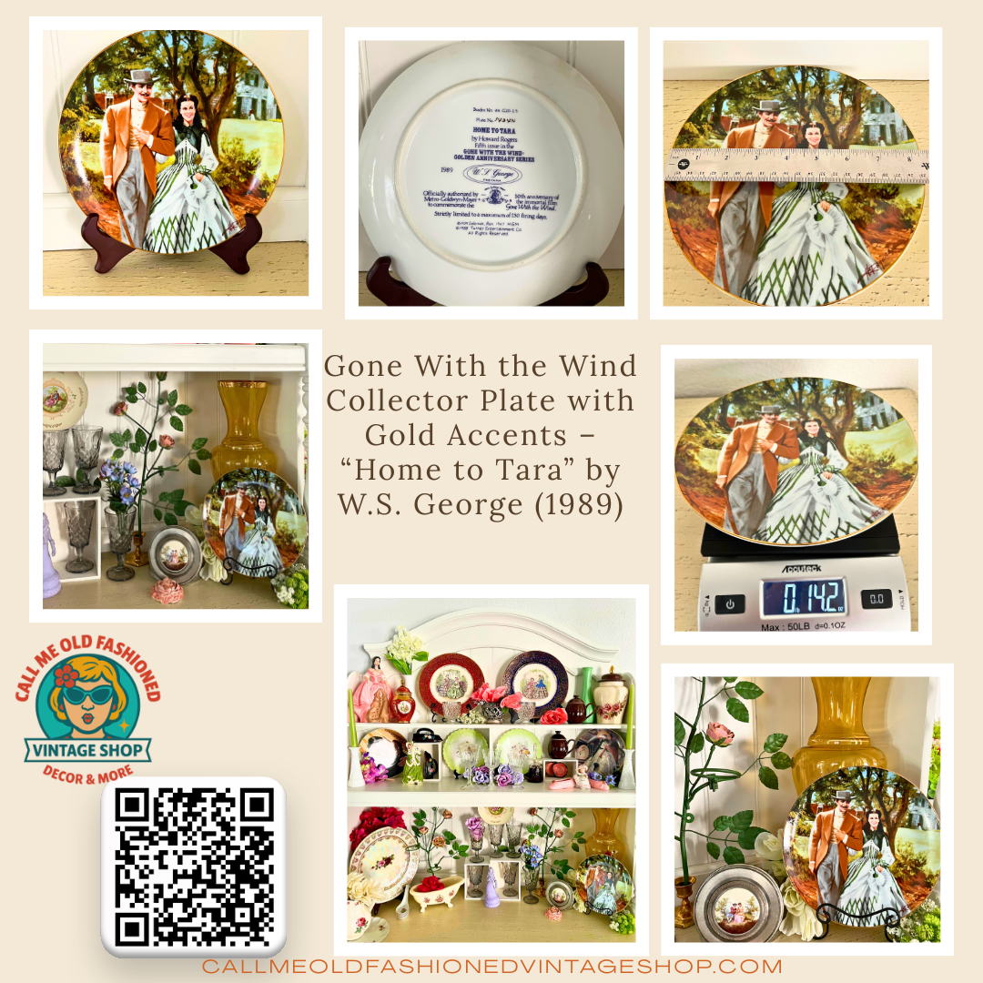 Gone With the Wind Collector Plate with Gold Accents – “Home to Tara” by W.S. George (1989)