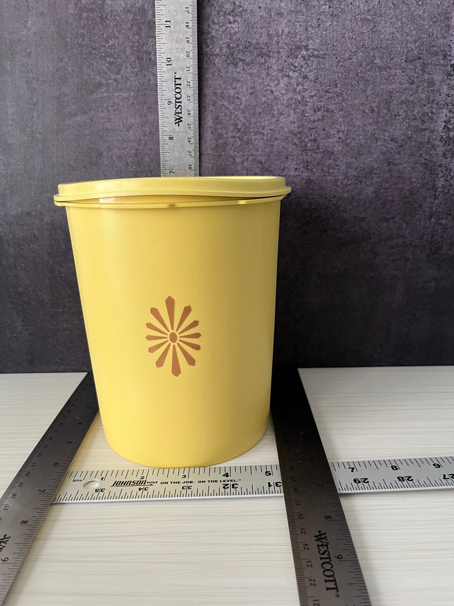Vintage Tupperware Canister w/ Lid, Yellow Storage Container #809-5, Mid Century Kitchen Canister, Retro Plastic Kitchenware 1970s