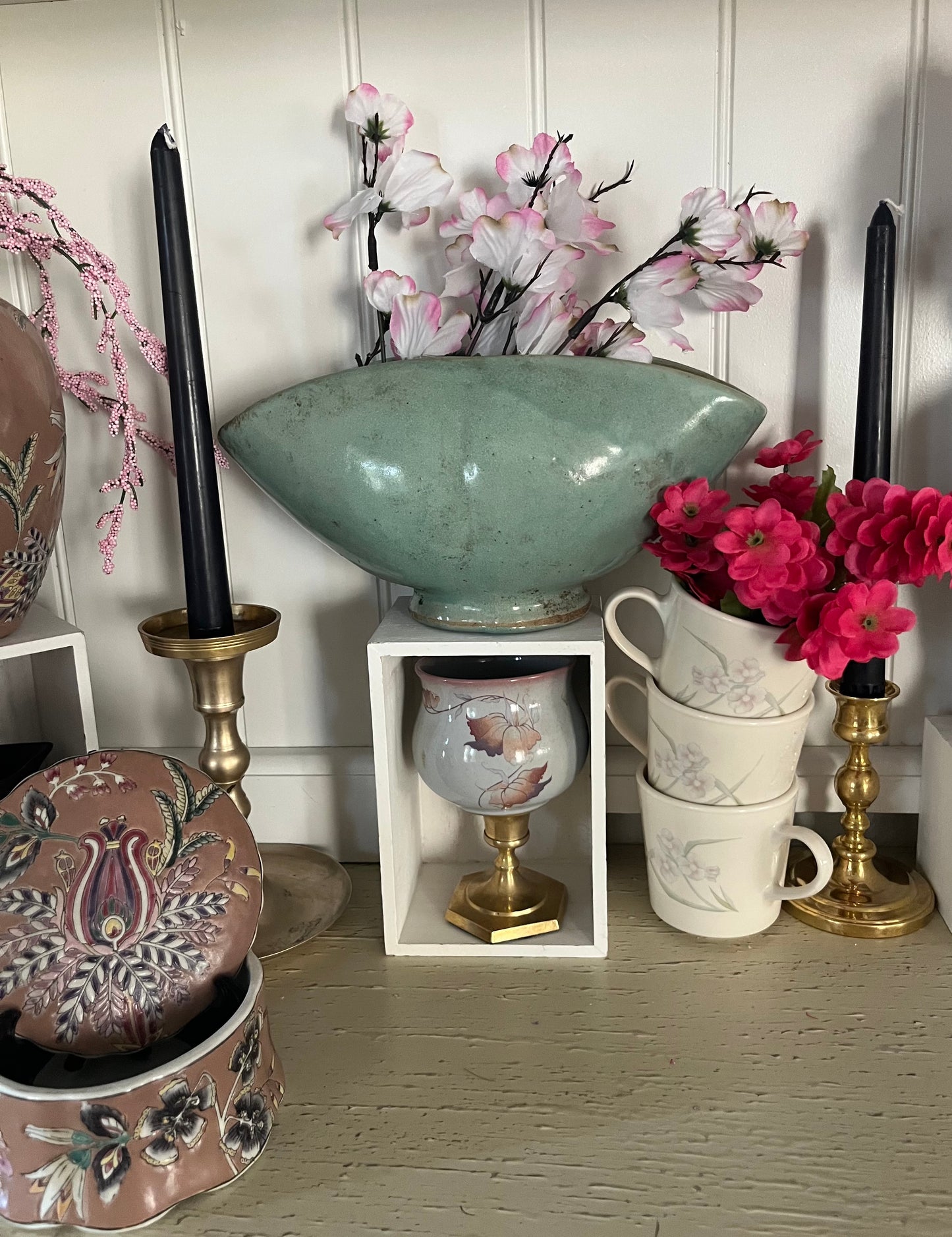 Vintage Solid Brass Mini Hexagonal Candle Holder – 1960s Mid-Century Design (2”)