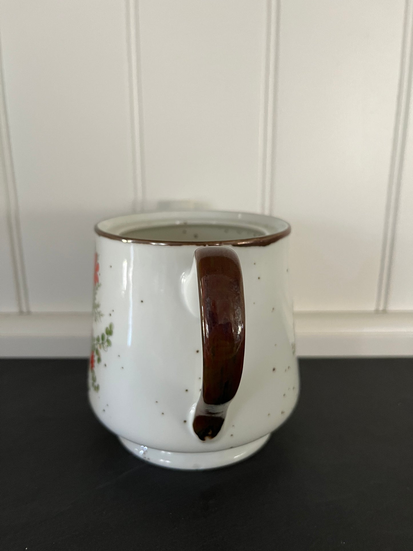 Vintage 1970s Japanese Stoneware Revival Teapot (No Lid) Vase with Wildflower Motif