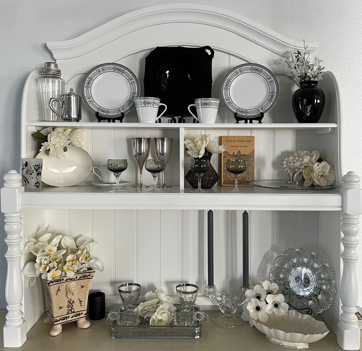 1930s L.E. Smith Mt. Pleasant Black Amethyst Glass Two-Handled Tray – Art Deco Depression Glass