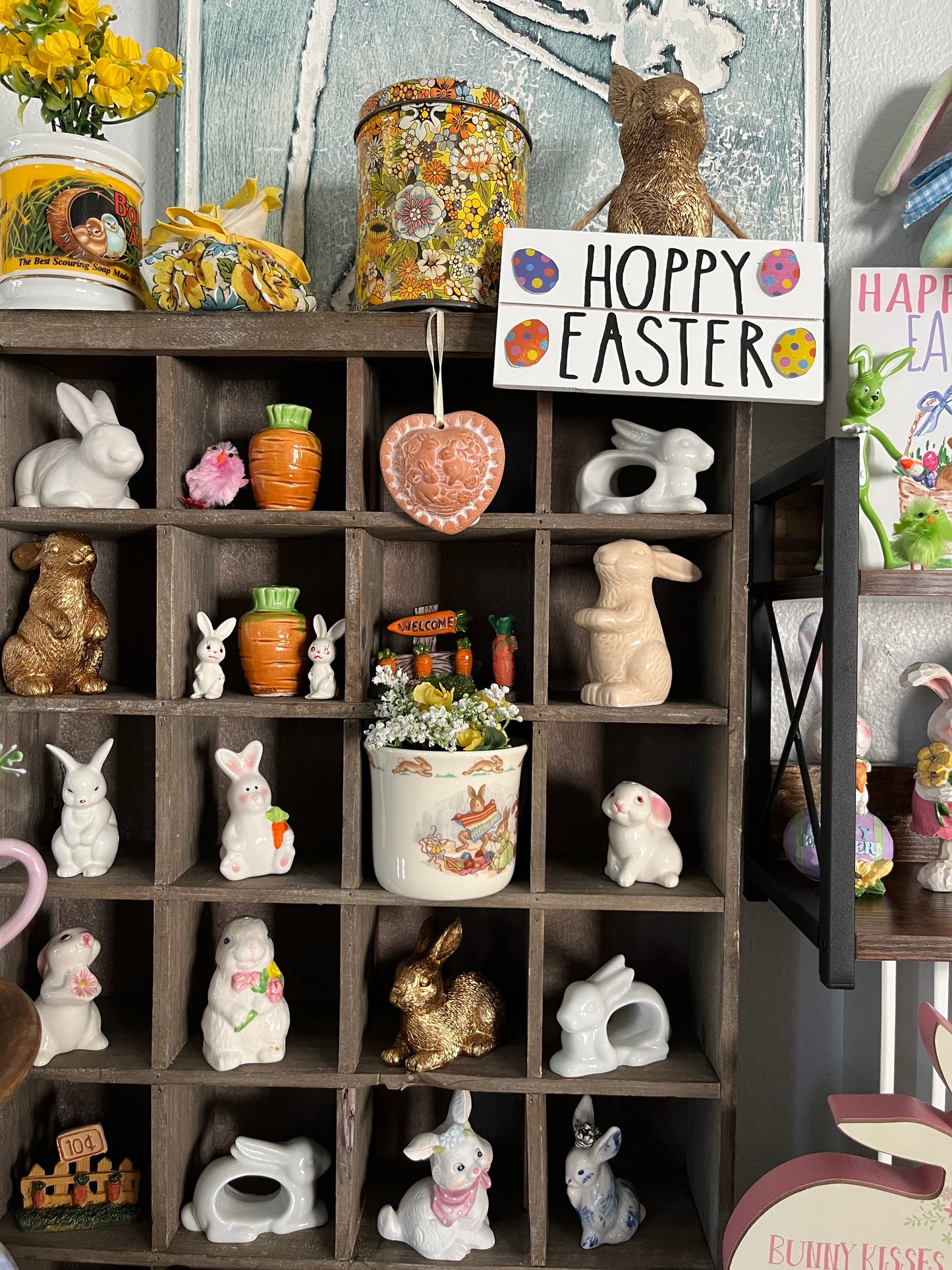 1950s Miniature Creepy Kitsch Porcelain Bunny Rabbits Set of 2 -