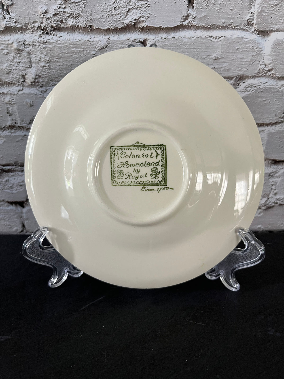 Vintage Royal China Colonial Homestead Green Saucer Plate | 1950s Wooden Bucket Churn | 6” USA