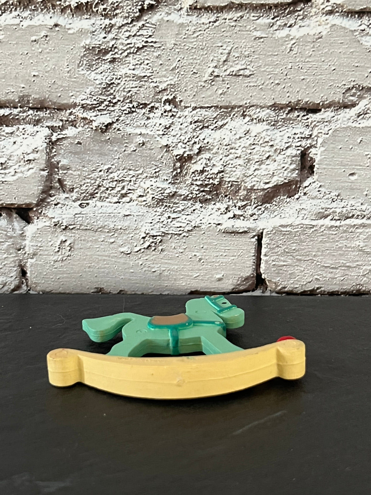 Miniature Vintage Christmas Rocking Horse Figurine – Mint Green Merry Christmas Holiday Décor – 3”