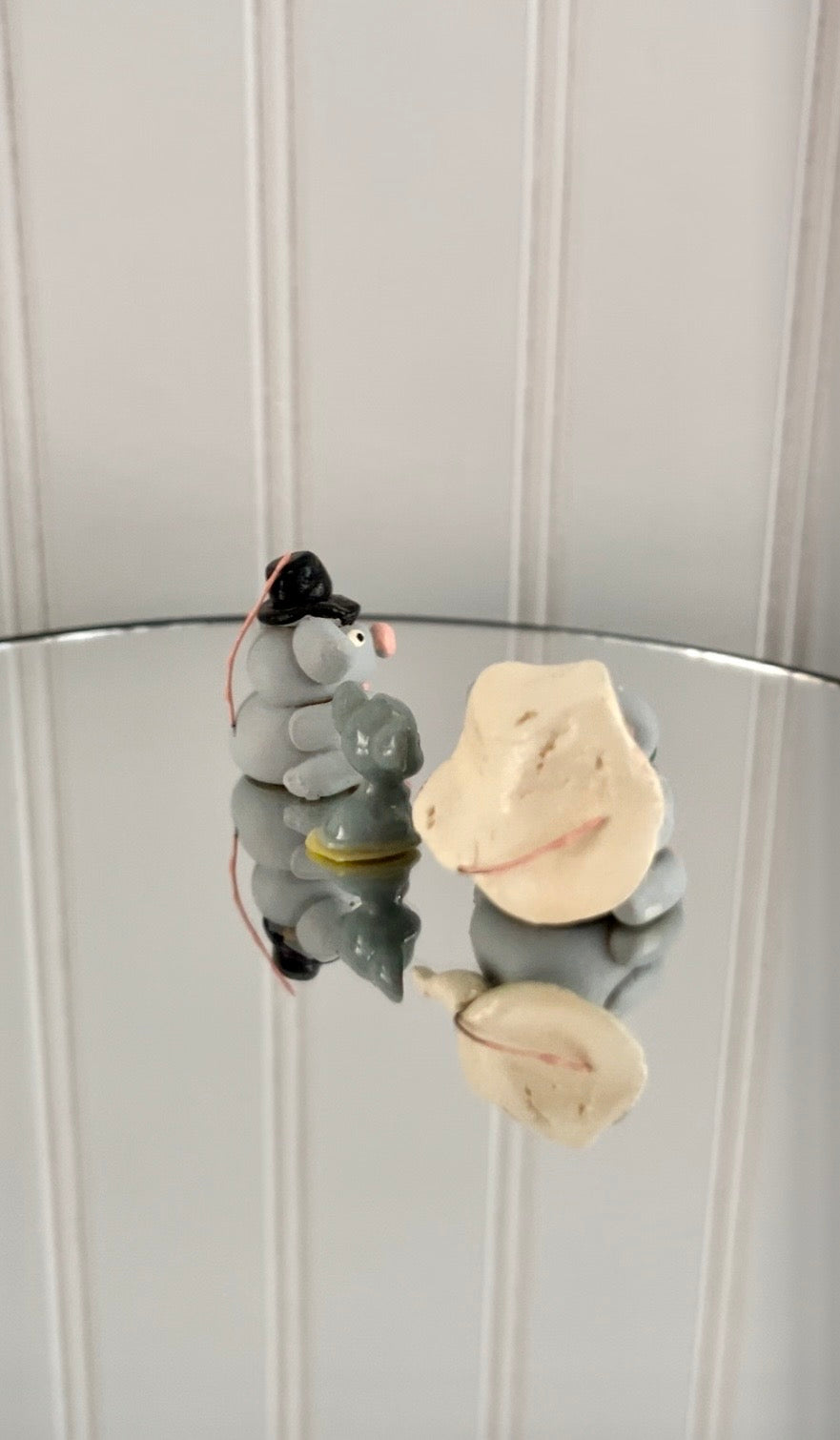 Vintage, circa 1980s Miniature Mouse Family Figurines — Bride & Groom Wedding Mice with Tiny Mouse