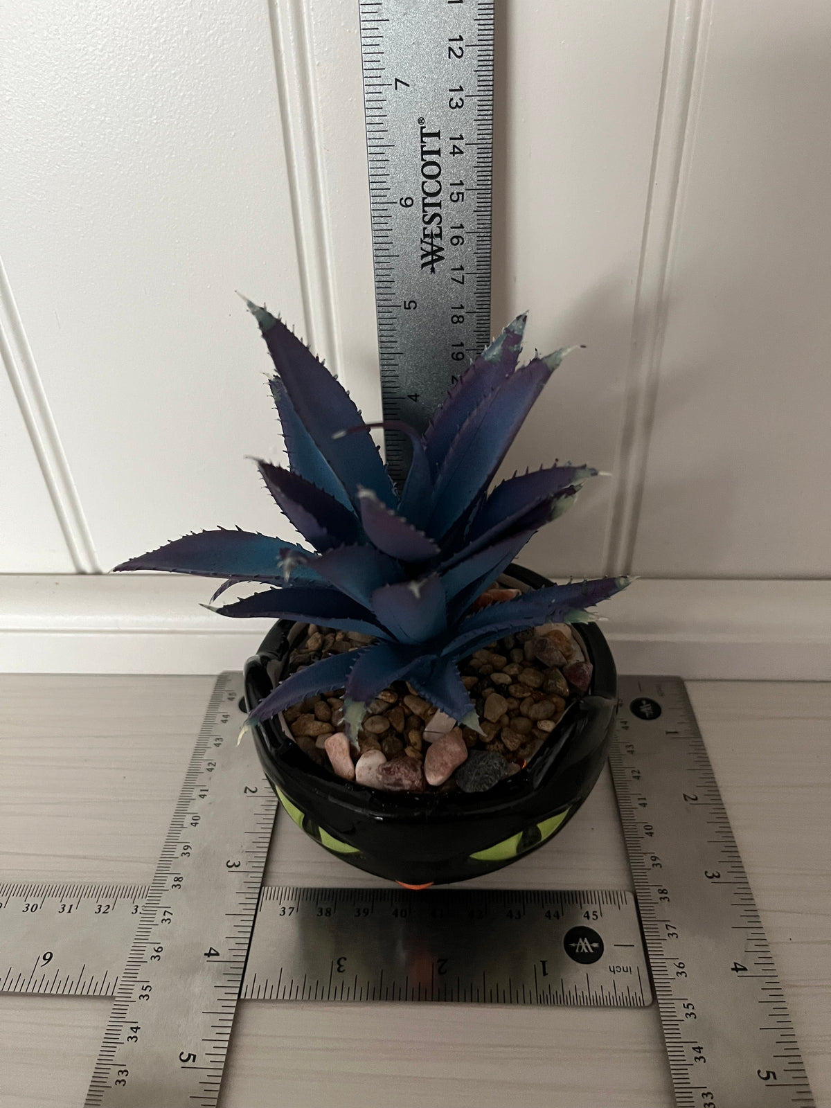 Retro Black Cat Faux Succulent Planter | Halloween Décor