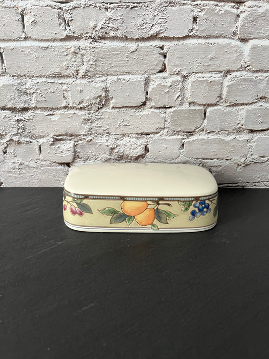 Vintage 1990s Mikasa “Garden Harvest” Butter Dish Lid – 1/4 lb Size – Fruit Motif Farmhouse Ceramic (Top Only)