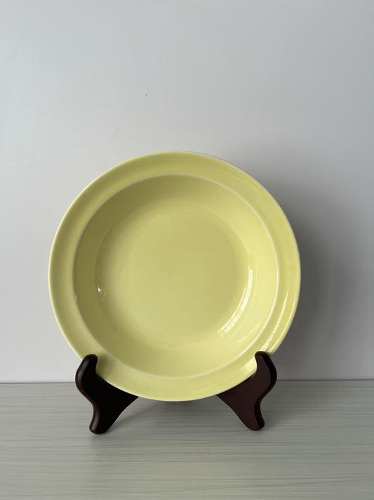 Vintage 1940s Lu-Ray Pastels Yellow 8” Rimmed Soup Bowl – Taylor, Smith & Taylor – Art Deco American Pottery