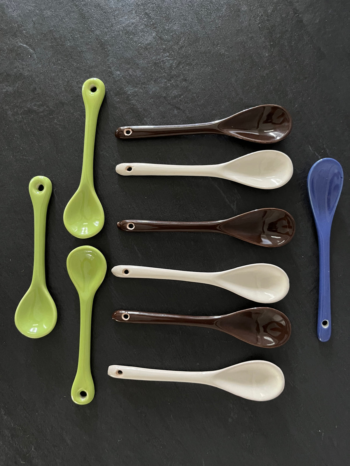 Vintage Style periwinkle Blue Ceramic Spoon – 5” Mini Condiment / Demitasse Spoon – Retro Kitchen Accent