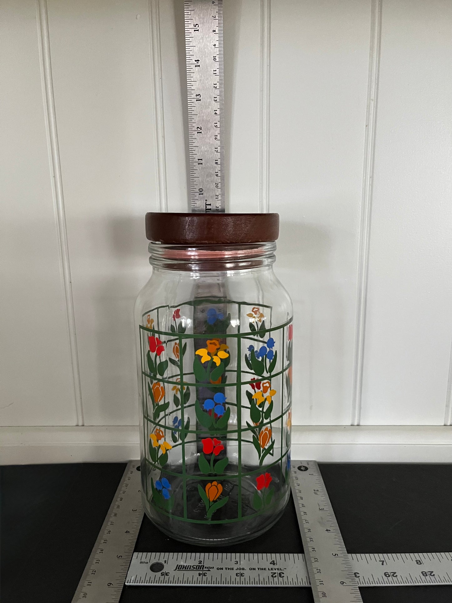 Vintage 1983 Anchor Hocking Nina Greenhouse “Tulip Trellis” Folk-Art Canister Set – Set of 3