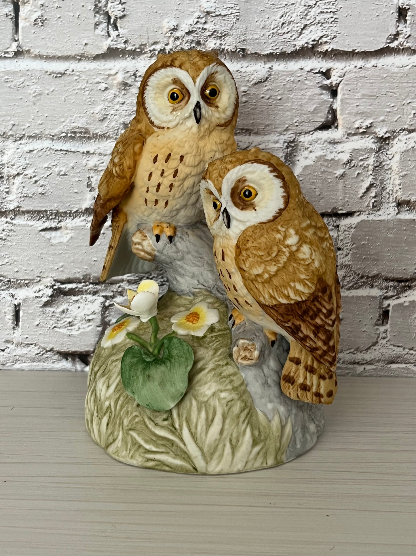 Retro Gift World of Gorham Porcelain Owl Music Box • “Owls on Branch” Japan • Plays Love Story (c. 1970s-1980s)