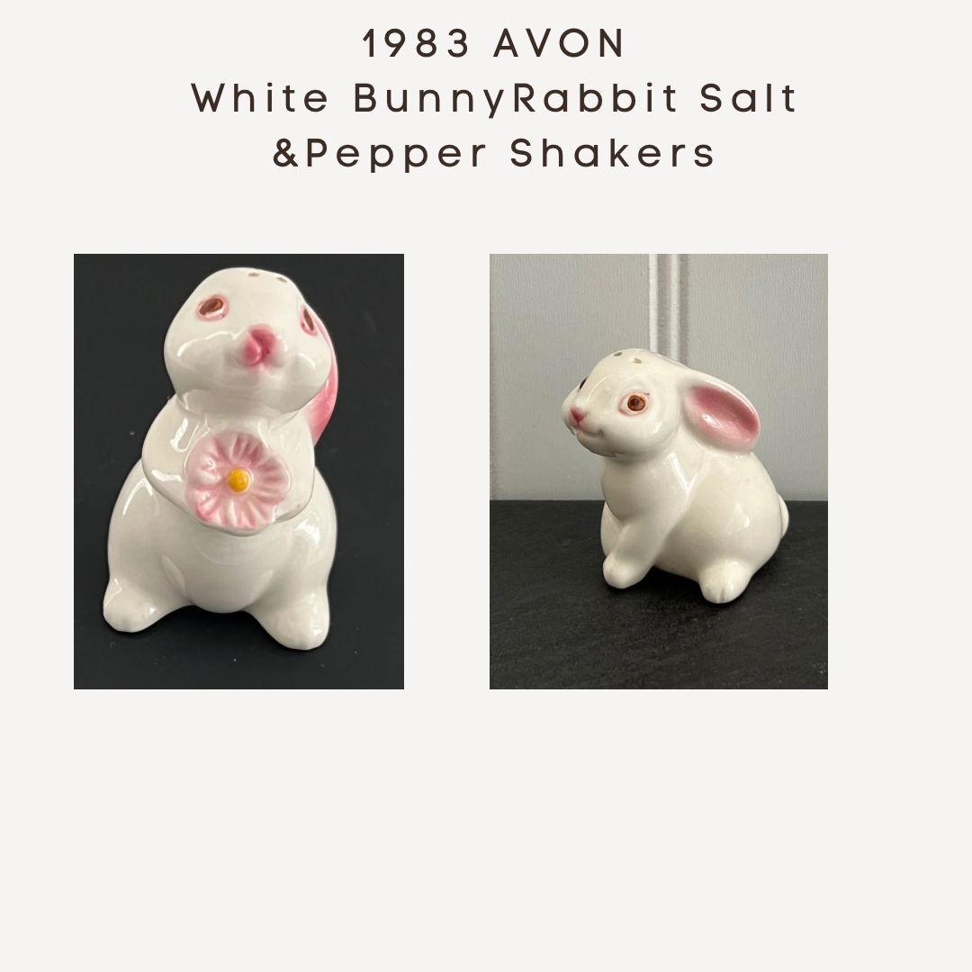 1983 AVON White Bunny Rabbit Salt & Pepper Shakers