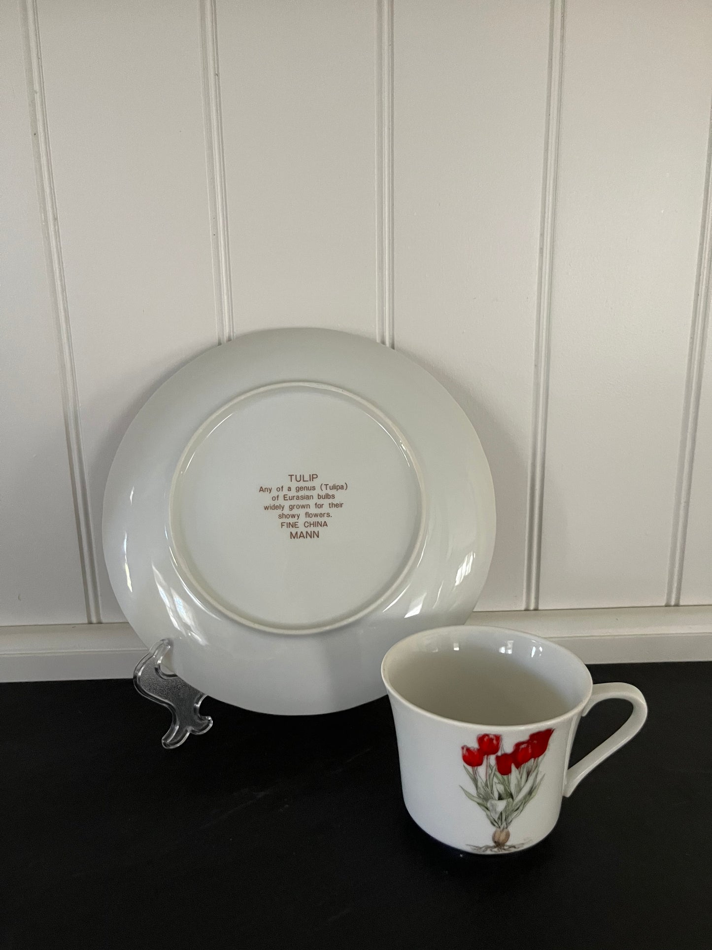 2 Vintage Pink Snack Plate & 1 Tea Cup Set Tulip by SEYMOUR MANN Botanical Modern Fine China