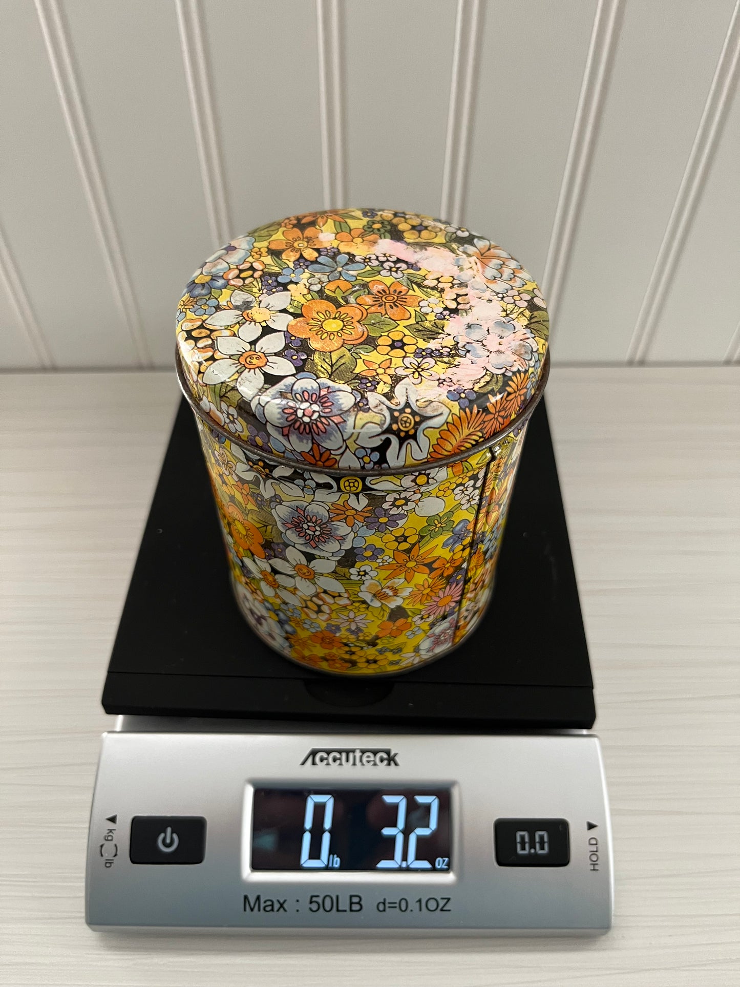 Vintage 1970’s Tea Tin Canister- Fabulous Flower Graphics Floral Chintz