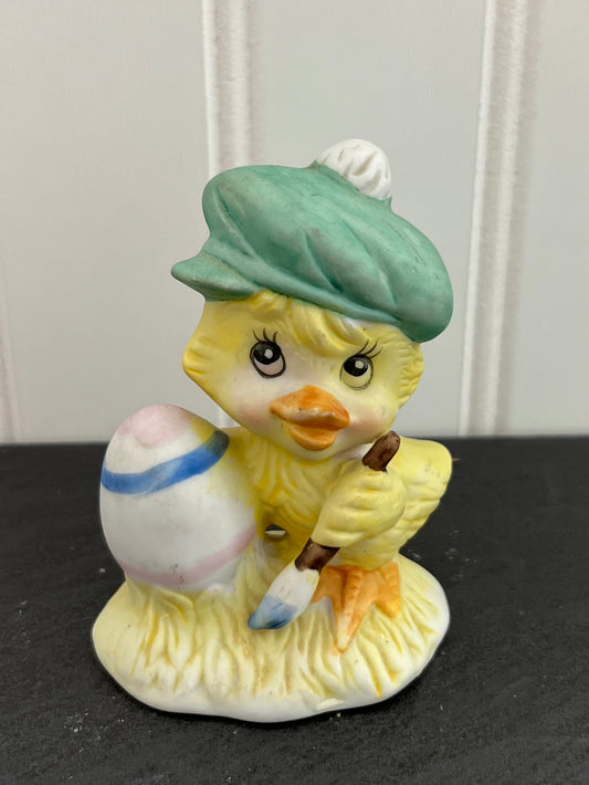 Vintage Lefton Style Chick Duck Painting Easter Egg Figurine , Hand-Painted