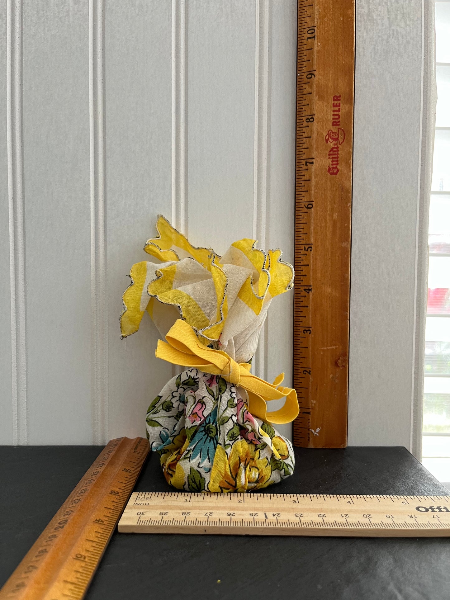 Vintage Hankie Sachet - Yellow, Blue, Pink Floral Delight