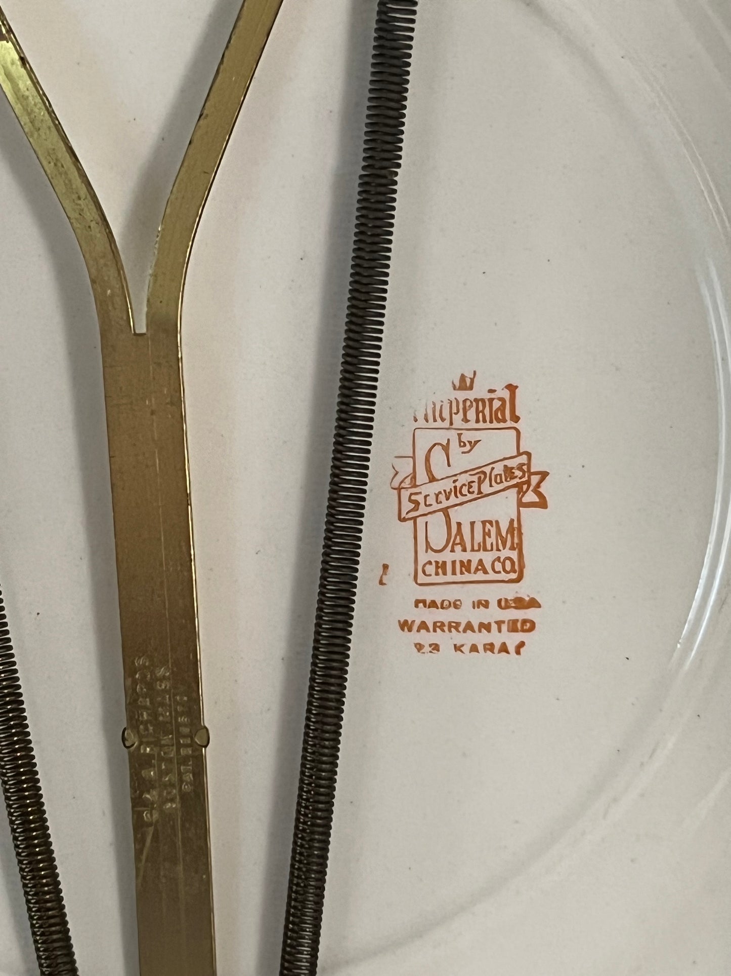 Vintage Imperial Salem China Victorian Ladies Display Plates – Set of 2 with 23K Gold (c. 1940s–1950s) | Godey-Inspired Regency Pair