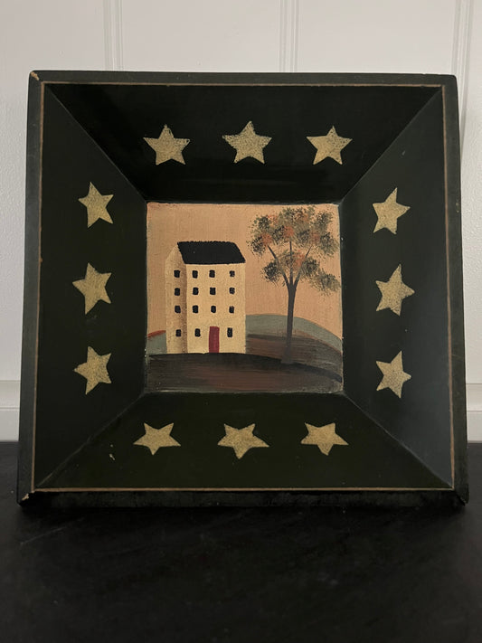 Warren Kimble Style Primitive Americana Folk Art Wooden Star Bowl / Shelf Sitter
