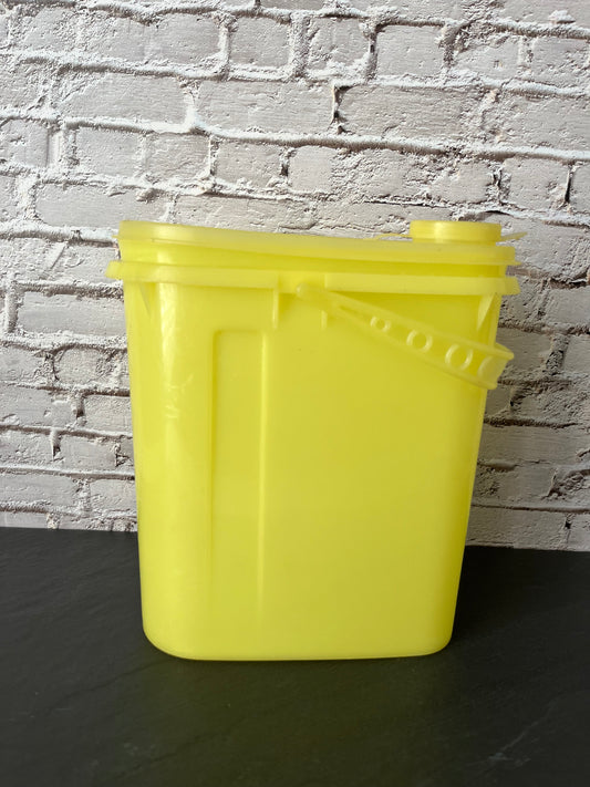 Vintage Tupperware Yellow Pour Pitcher Canister w/ Handle & Spout Lid, Retro Kitchen Storage Container 1970s