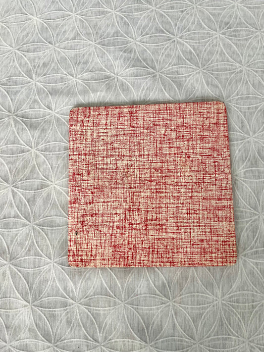 Vintage 1950s Pro-Tex Red Crosshatch Metal Hot Pad Trivet | Mid Century Kitchen Counter Protector | Retro Linen Texture Kitchen Decor