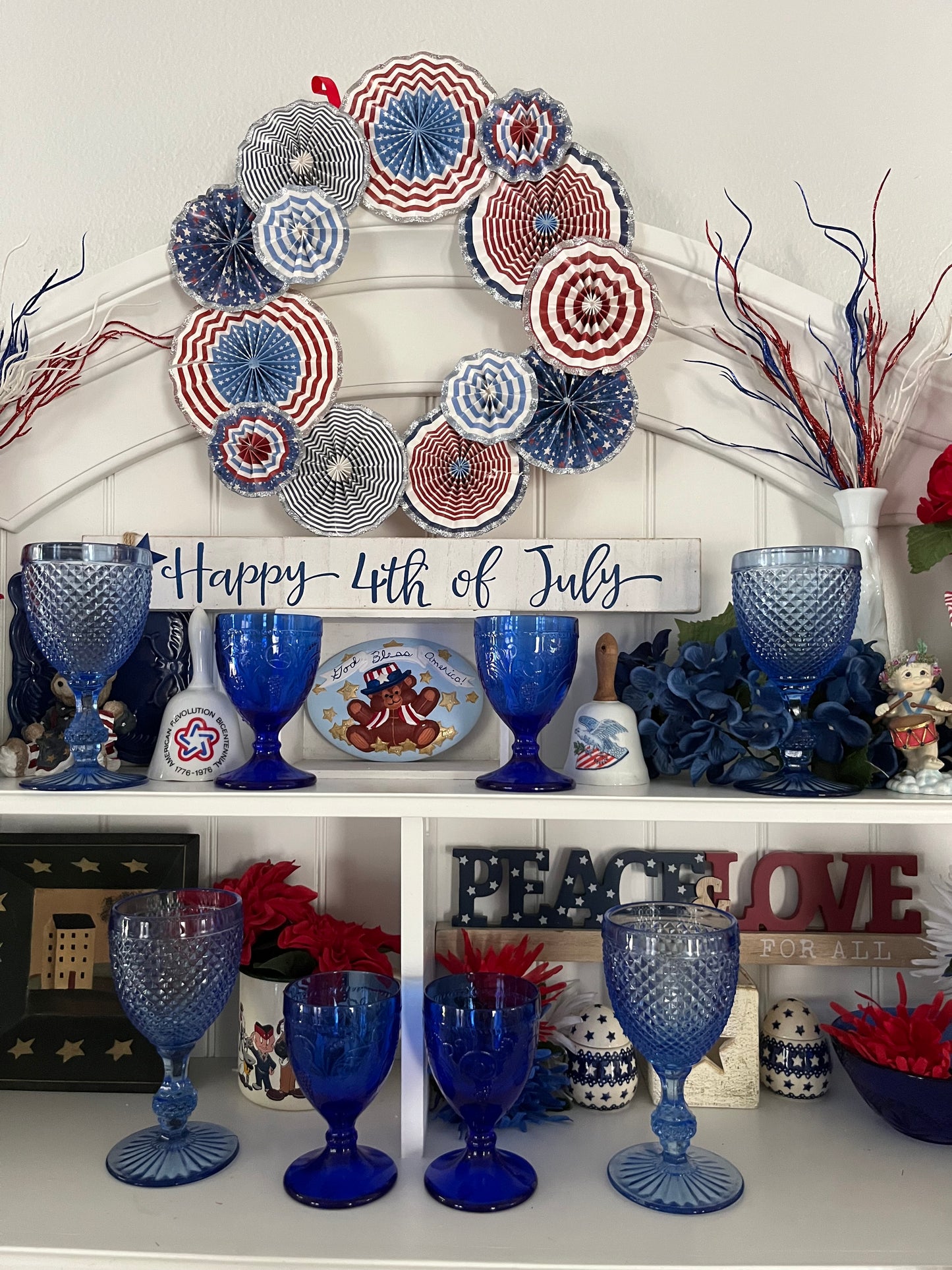 Patriotic “Happy 4th of July”Decoration Sign- Wood Construction , 19x2 Inches