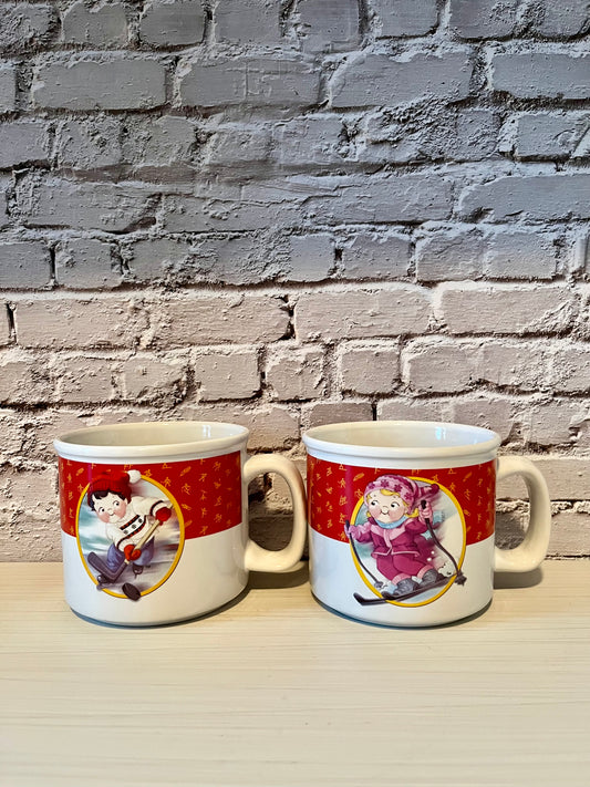 Vintage 2002 Campbell’s Kids Salt Lake Olympics Ski 2 Mug Set – Limited Edition Pair