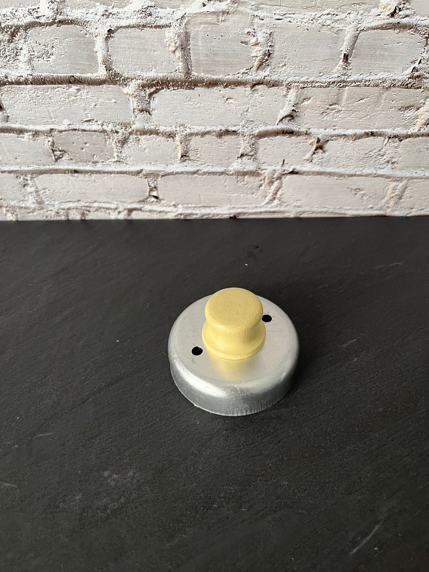 Vintage 1950s Donut & Biscuit Cutter with Center Hole | Aluminum Dough Cutter with  Soft Cream Yellow Painted Wood Knob Handle | Retro Kitchen Tool
