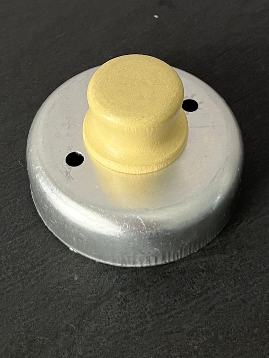Vintage 1950s Donut & Biscuit Cutter with Center Hole | Aluminum Dough Cutter with  Soft Cream Yellow Painted Wood Knob Handle | Retro Kitchen Tool