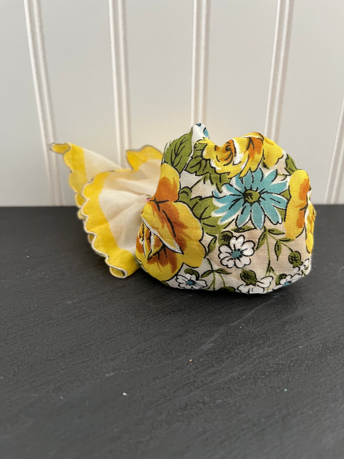 Vintage Hankie Sachet - Yellow, Blue, Pink Floral Delight