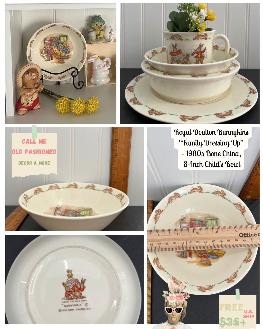 Royal Doulton Bunnykins “Family Dressing Up”  – 1980s Bone China, 8-Inch Child’s Bowl