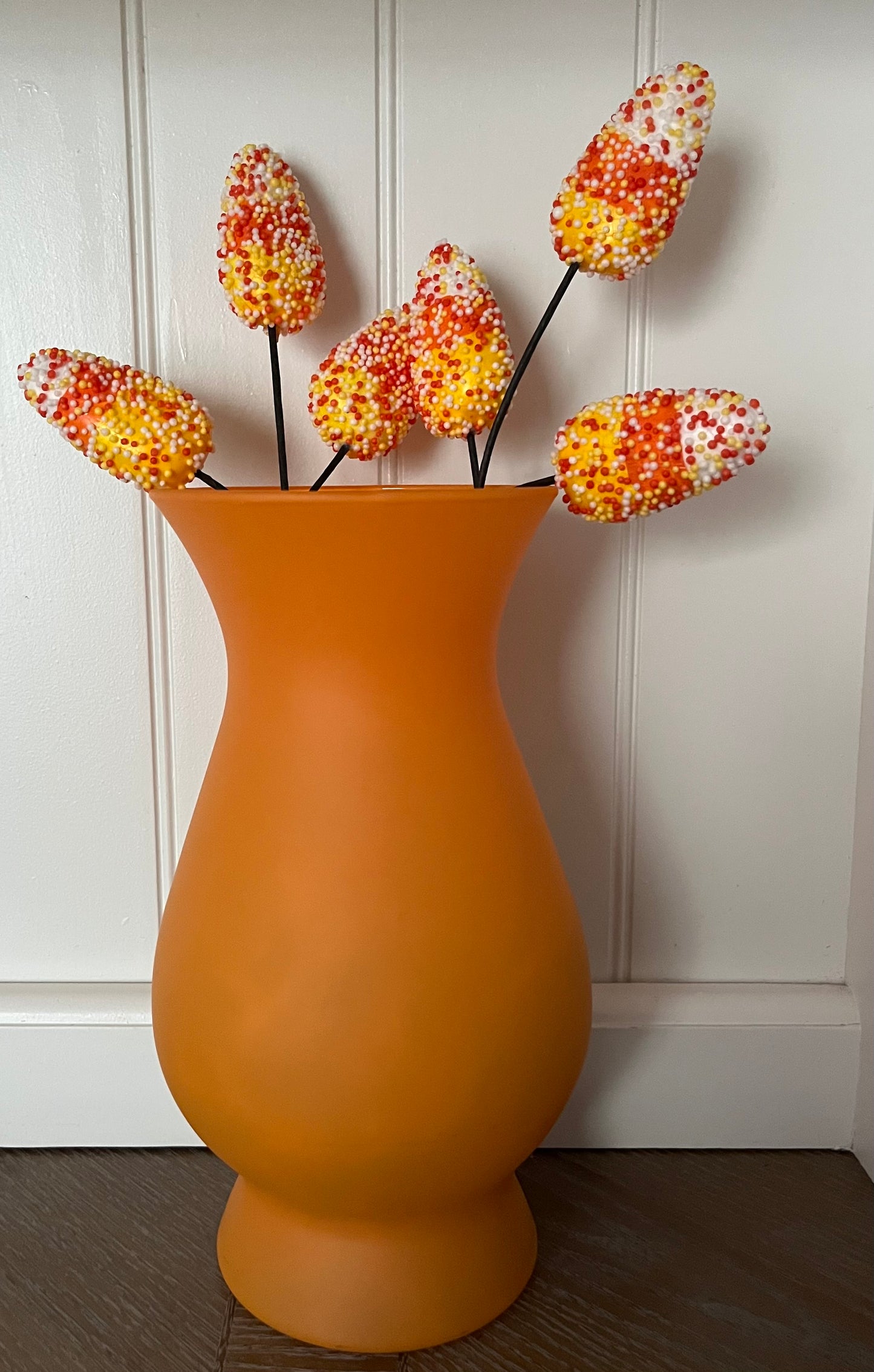 Vintage Tangerine Orange Satin Glass Vase – Hourglass Pedestal Form (1970s-1980s)